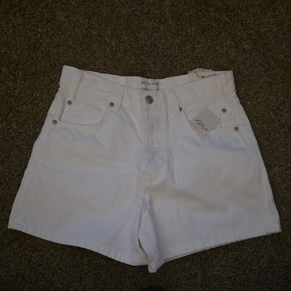 Free People Classic White Jean Shorts